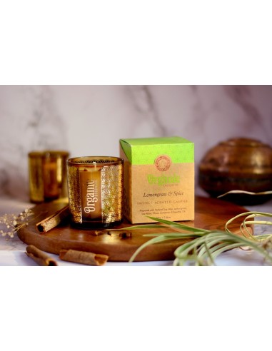 CANDELA ORGANIC LEMONGRASS IN CERA DI SOIA E FRAMMENTI DI LEMONGRASS & SPEZIE GR 200