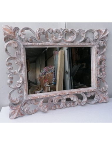 Specchio barocco in legno intarsiato cm 80x60 oro anticato mod. tommy