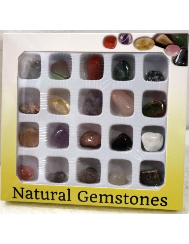 Piccola scatola con 20 gemme pietre cristalli veri idea regalo Scatolina con descrizionerizione cris