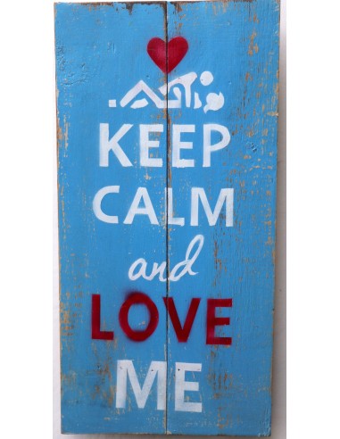 Pannello decorativo in legno ideale per B&B birreria bar locale "Keep calm and love me or beer" cm 40x20