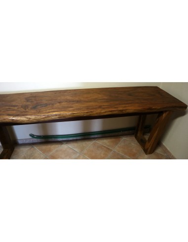 Piano in legno top massello suar o noce indiano per bagno cm 220x50/56x8h con gambe