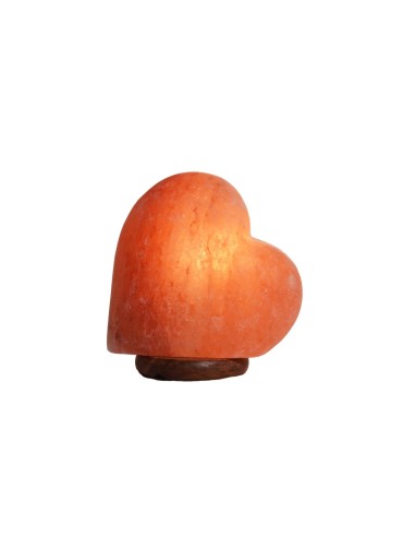 Lampada di sale a forma di cuore su base di legno Himalaya cm 17x15x10