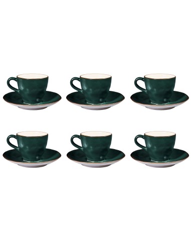 Servizio da 6 da Caffè in Ceramica piccolo colorato verde tazzine linea Mediterraneo Novità home