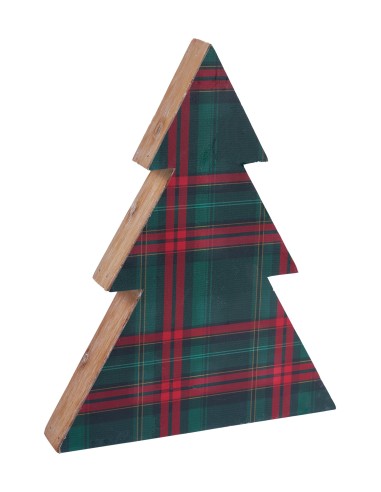 MERRY - ALBERELLO SAGOMA TARTAN VERDE ROSSO merry christmas idea regalo