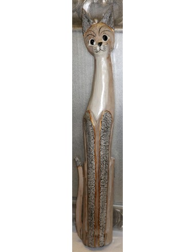 i Gatto il legno realizzato a mano alto cm 100 bianco crema