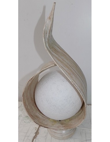 Lampada abatjour in foglia di cocco con palla di cotone disponibli bianca o nera base legno